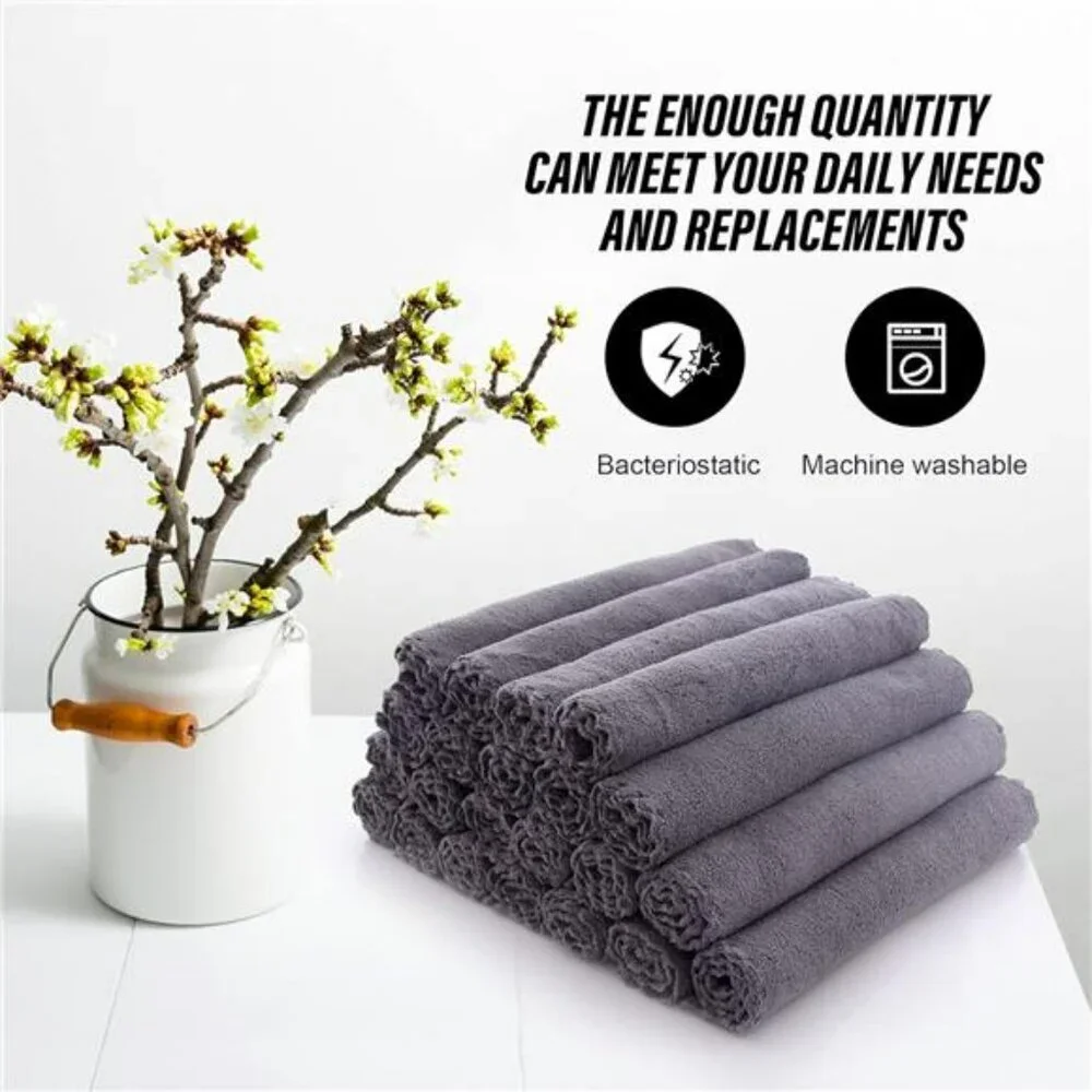 24 Pack Grey Microfiber Washcloths Quick Dry Soft Absorbent Face Towel Set